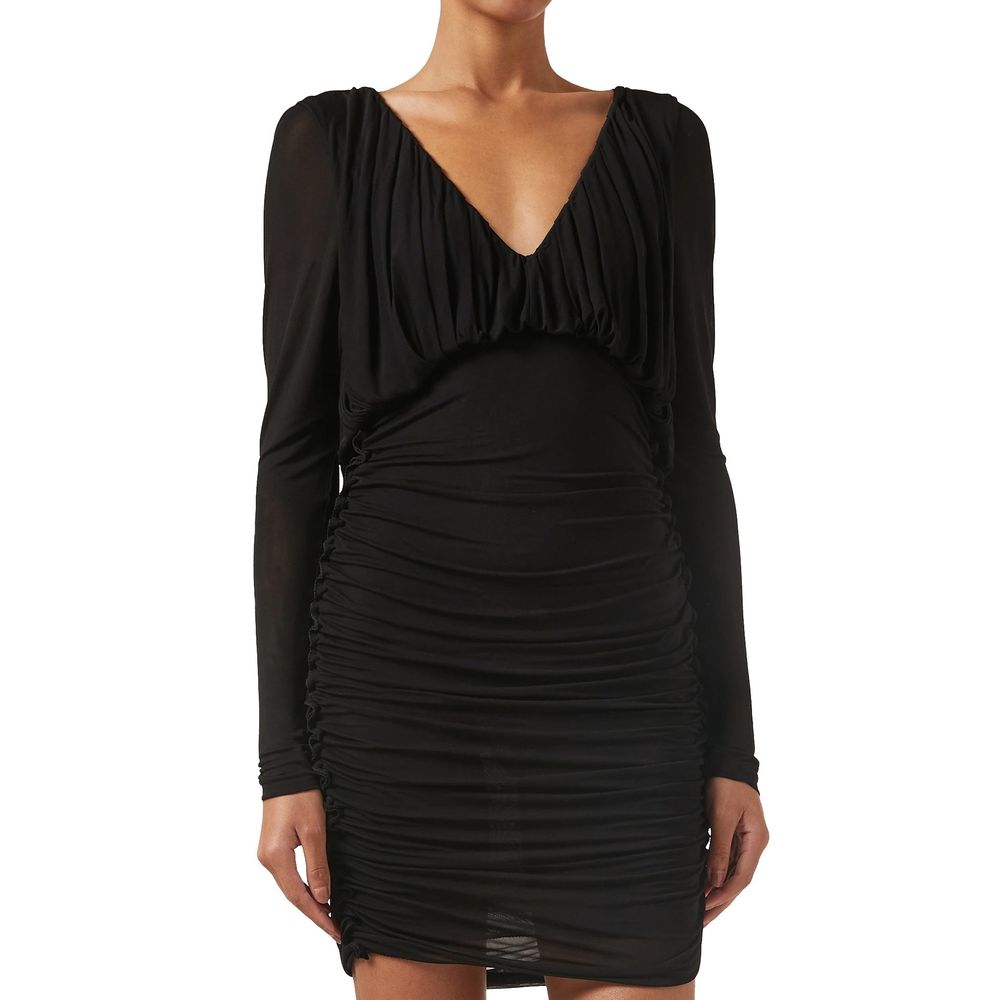 Robe de cocktail noire en viscose de Saint Laurent, élégante et ajustée, avec un décolleté sophistiqué.