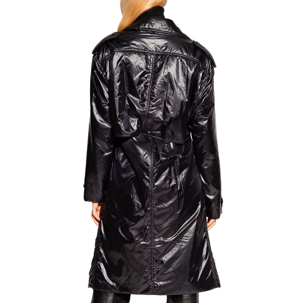 Manteau noir en polyamide de Saint Laurent, style élégant, avec coupe moderne et détails sophistiqués.