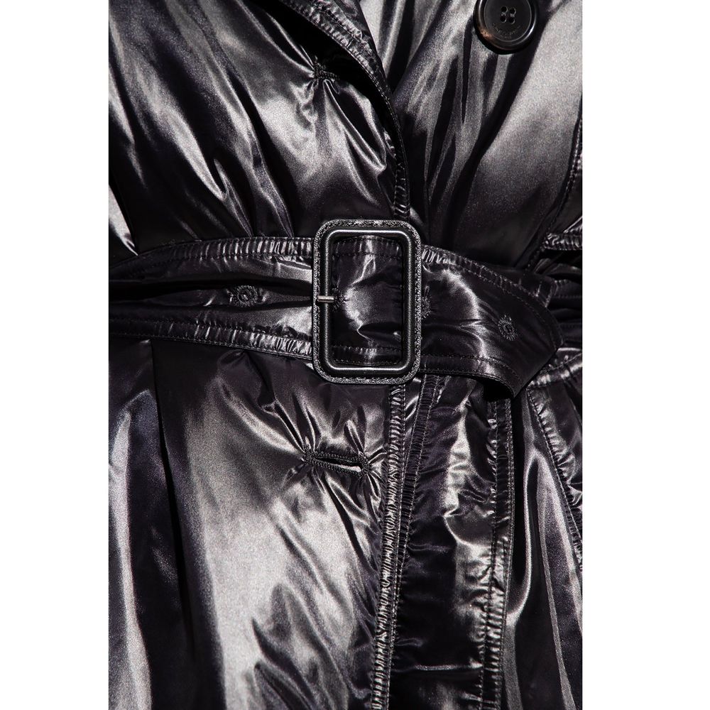 Manteau noir en polyamide de Saint Laurent, style élégant, avec coupe moderne et détails sophistiqués.