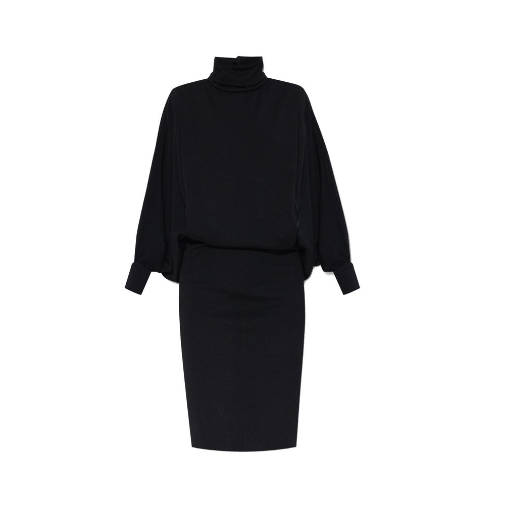 Robe décontractée en laine noire Saint Laurent, coupe élégante et style sophistiqué, portée décontractée ou chic.