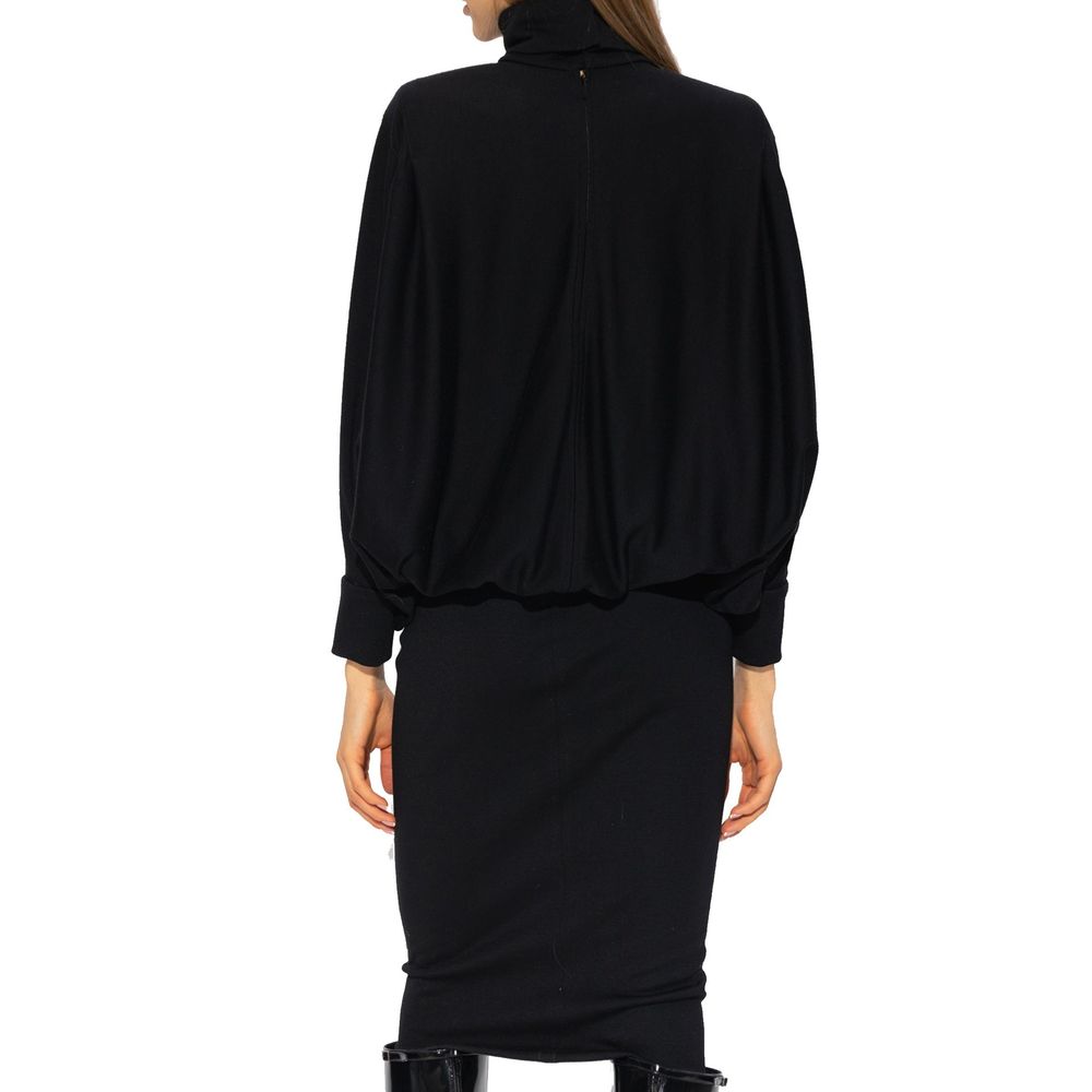Robe décontractée en laine noire de Saint Laurent, coupe élégante et confortable pour un style chic et casual.