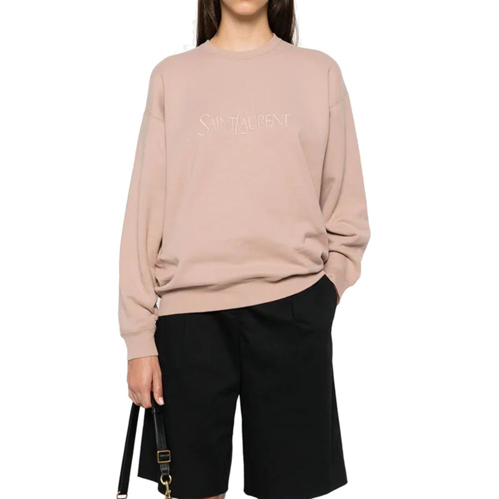 Sweatshirt en coton multicolore de Saint Laurent avec logo, vue de face sur fond blanc.