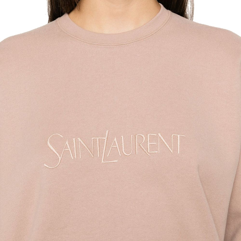 Sweat-shirt en coton multicolore Saint Laurent avec logo, manches longues et coupe décontractée, porté sur un mannequin.