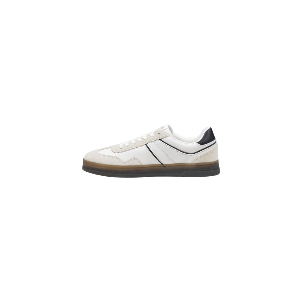 Chaussures Tommy Hilfiger Jeans en cuir noir, baskets basses en toile pour homme, détails en cuir et semelle blanche élégante
