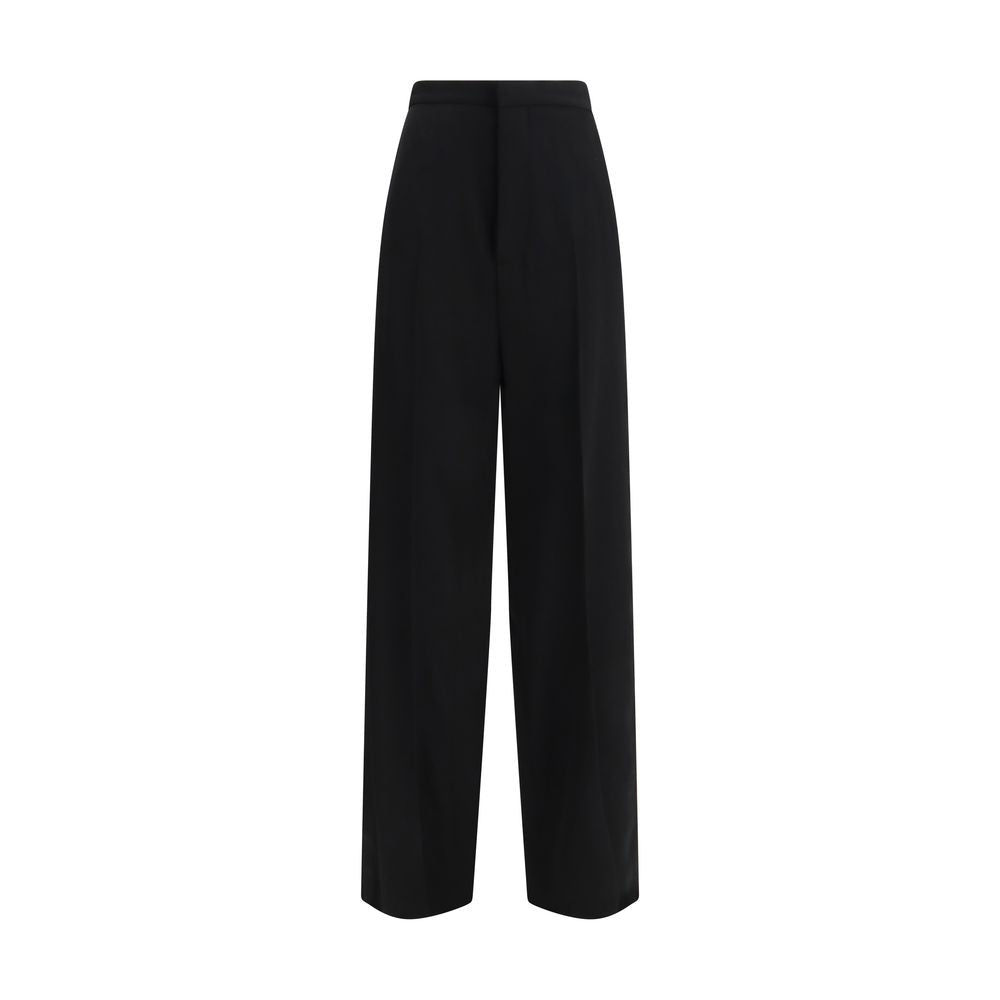 Pantalon en coton noir Balenciaga, costume élégant avec coupe moderne, décontractée et sophistiquée.