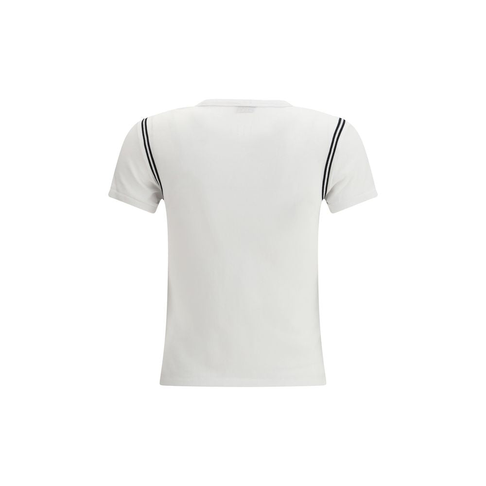 T-shirt blanc en coton de la marque Kenzo, coupe classique avec logo discret sur la poitrine, porté par un mannequin.