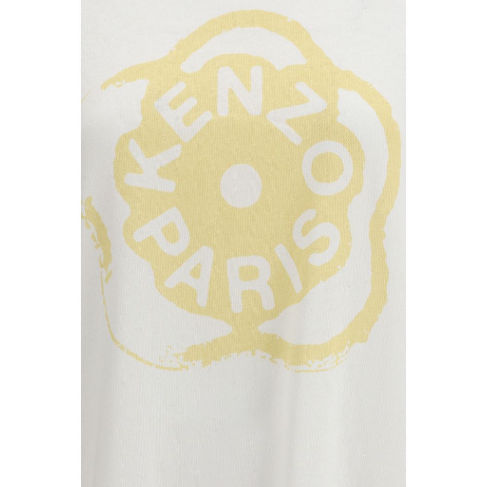 T-shirt blanc en coton de la marque Kenzo, coupe classique avec logo Kenzo visible sur la poitrine.