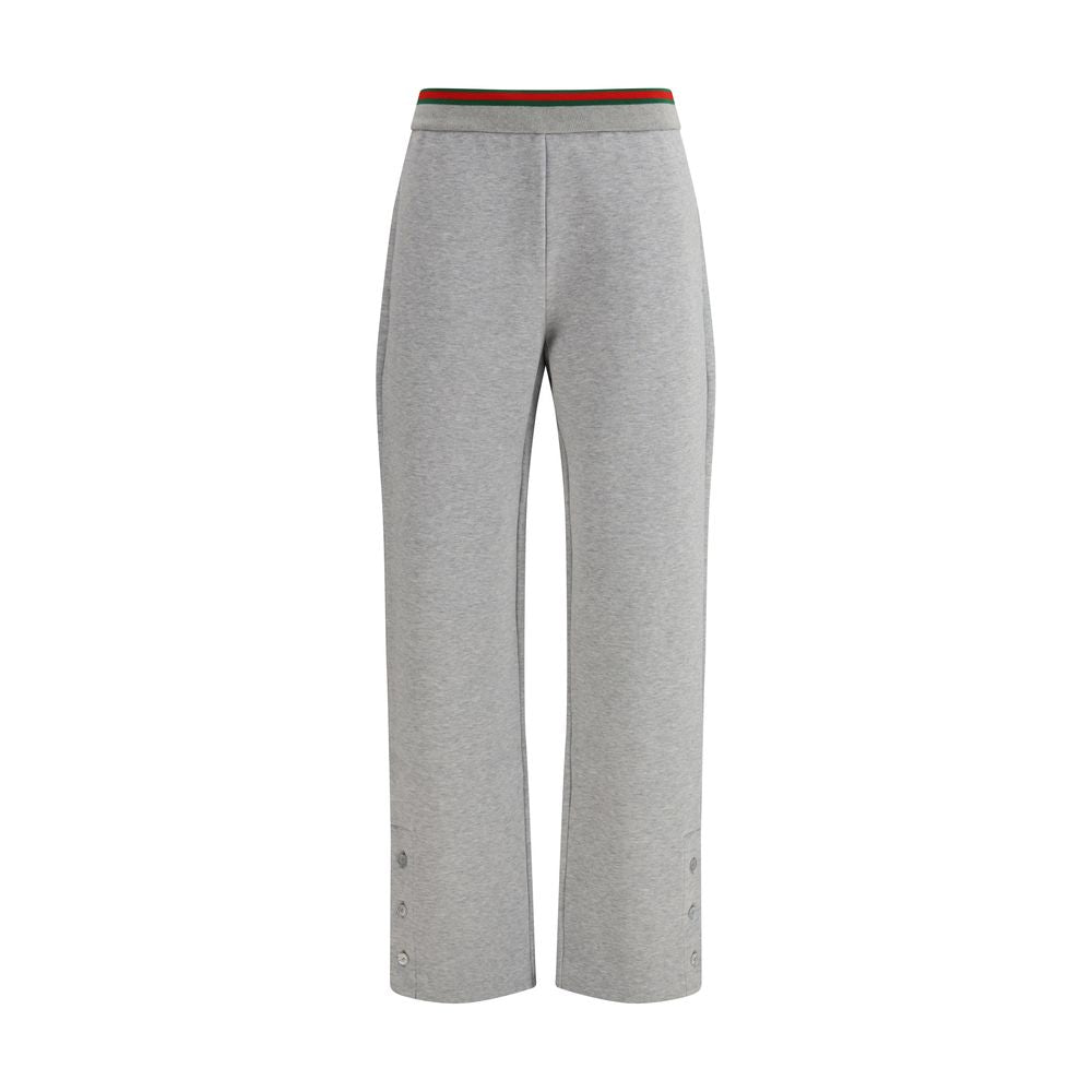 Pantalon décontracté en coton gris de Gucci, style casual, avec coupe confortable et détails élégants.