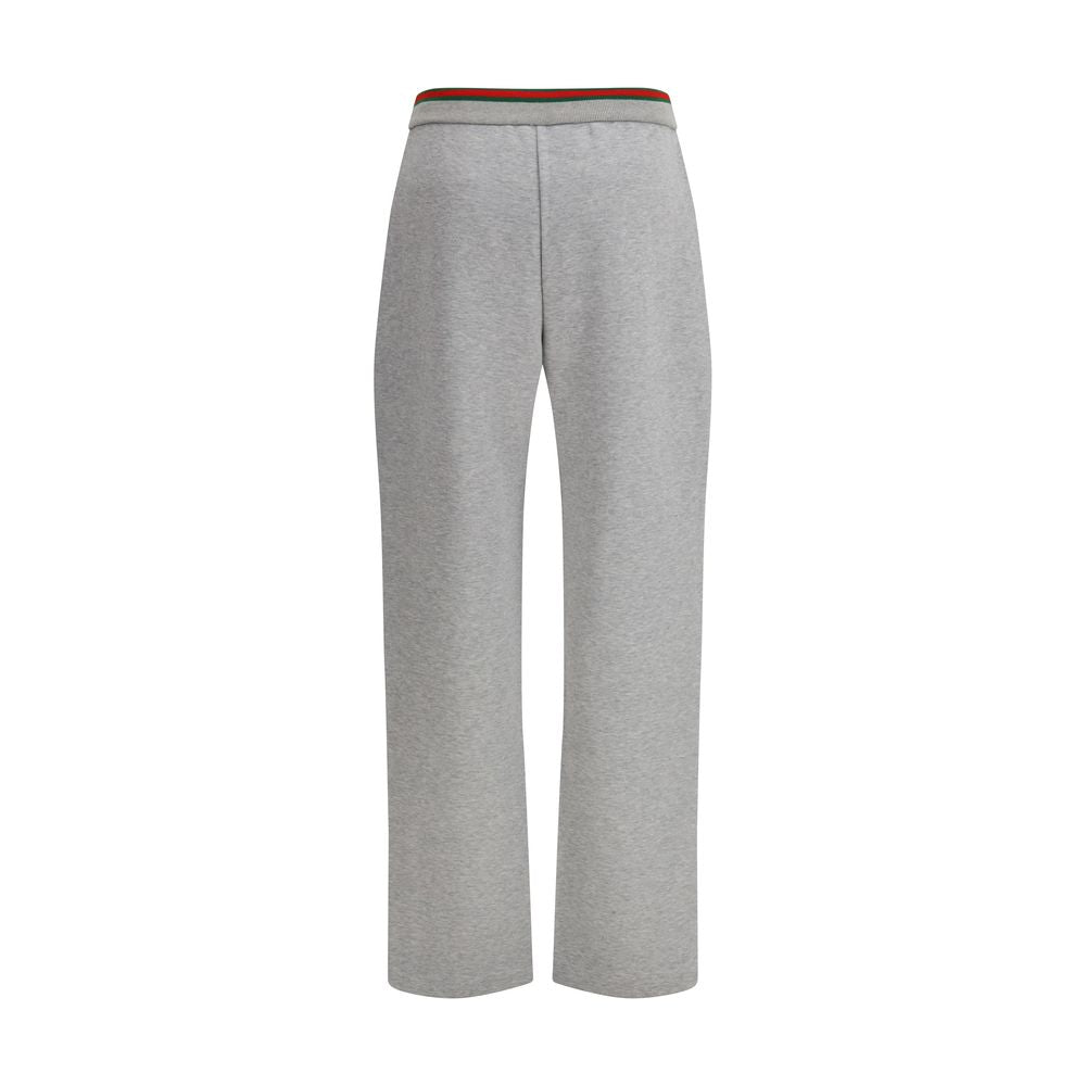 Pantalon décontracté gris en coton de Gucci, vue de face, avec coupe élégante et détails de style moderne.