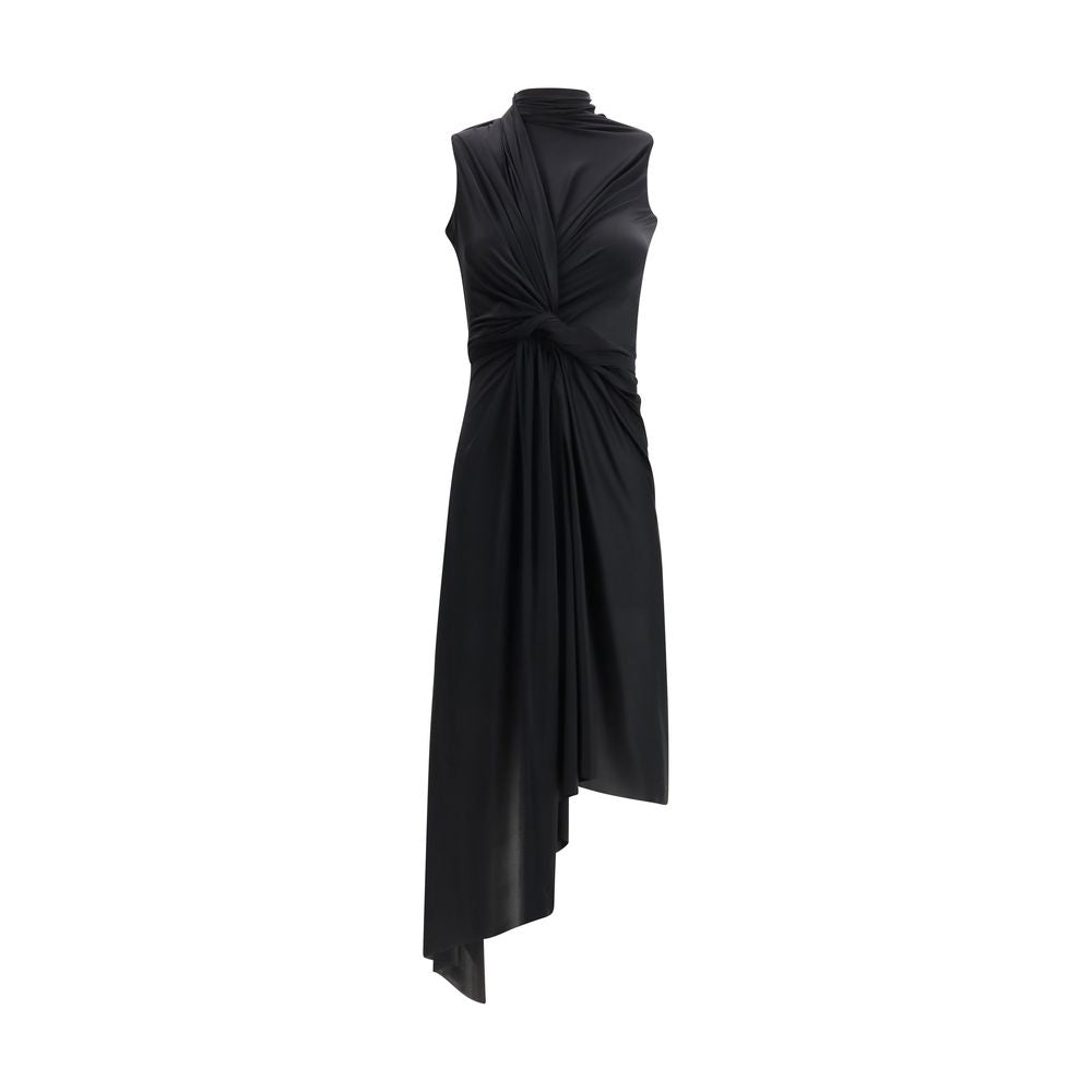 Robe décontractée noire en polyamide de Balenciaga, coupe élégante et moderne, visible sur le modèle.