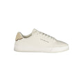 Sneakers pour hommes Tommy Hilfiger en polyuréthane blanc, style sportif et moderne, avec semelle blanche et design épuré.