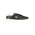 Sneakers pour femmes Tommy Hilfiger en polyurethane noir, chaussure décontractée avec semelle blanche.