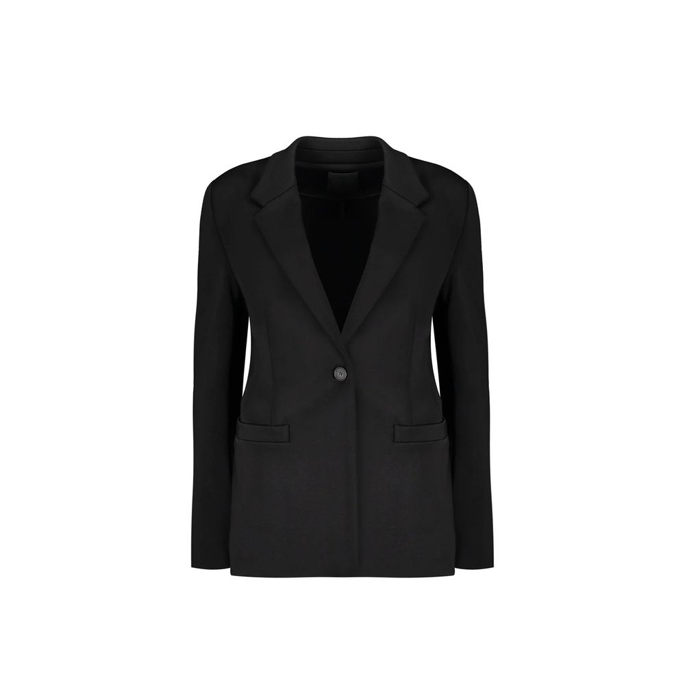 Blazer noir en élasthanne de Givenchy, coupe élégante avec boutons et détails sophistiqués, porté sur un mannequin.