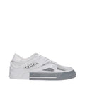 Chaussures basses en cuir blanc Dolce & Gabbana, baskets élégantes pour hommes, vue de face avec détails de la marque.