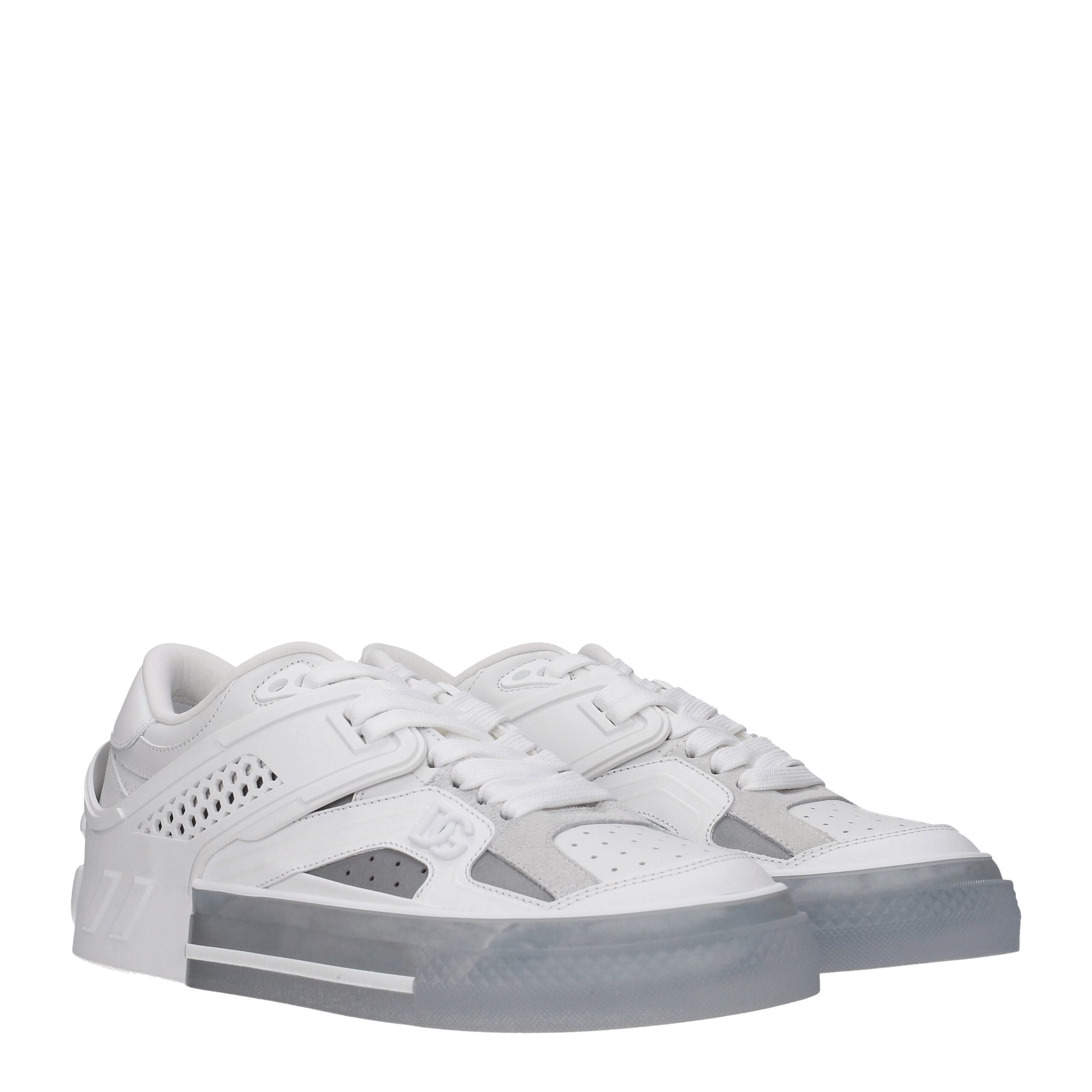 Baskets basses en cuir blanc Dolce & Gabbana, sneakers élégants pour homme avec semelle en caoutchouc.