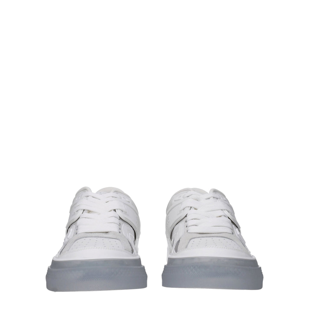 Chaussures sneakers basses en cuir blanc Dolce & Gabbana, style décontracté et élégant pour hommes et femmes.