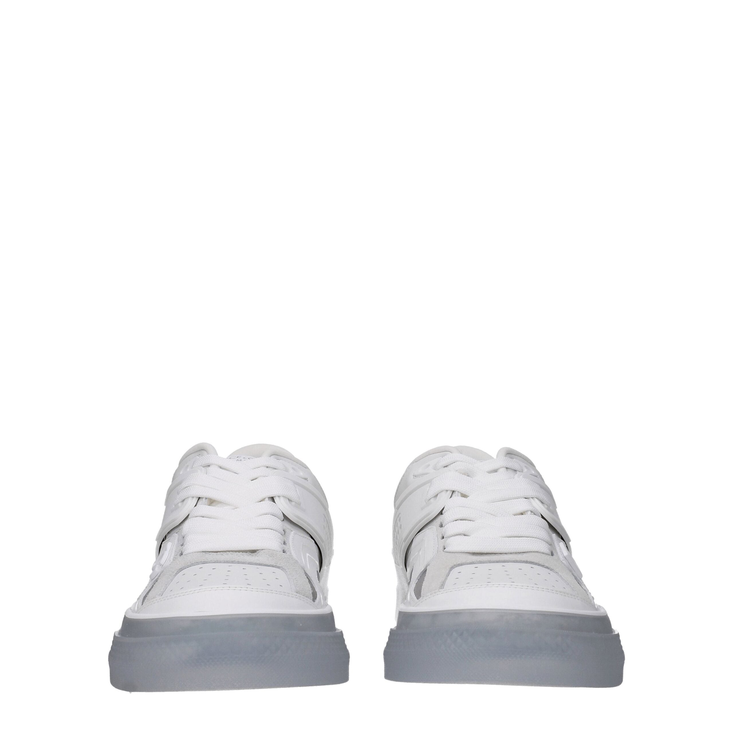 Chaussures sneakers basses en cuir blanc Dolce & Gabbana, style décontracté et élégant pour hommes et femmes.