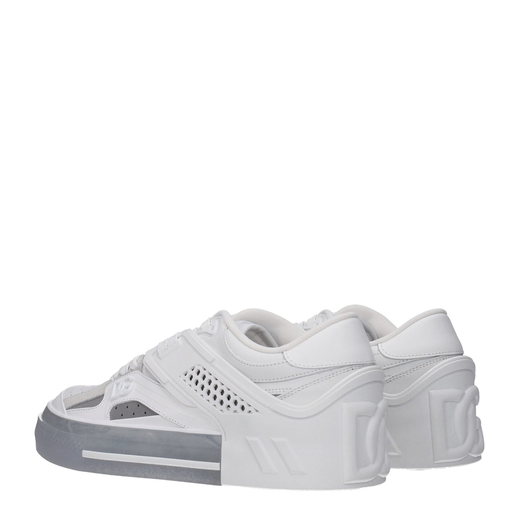 Chaussures sneakers basses blanches en cuir de Dolce & Gabbana, mode élégante pour homme ou femme