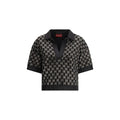Chemise noire en viscose de Gucci, vue de face, avec col classique et manches longues.
