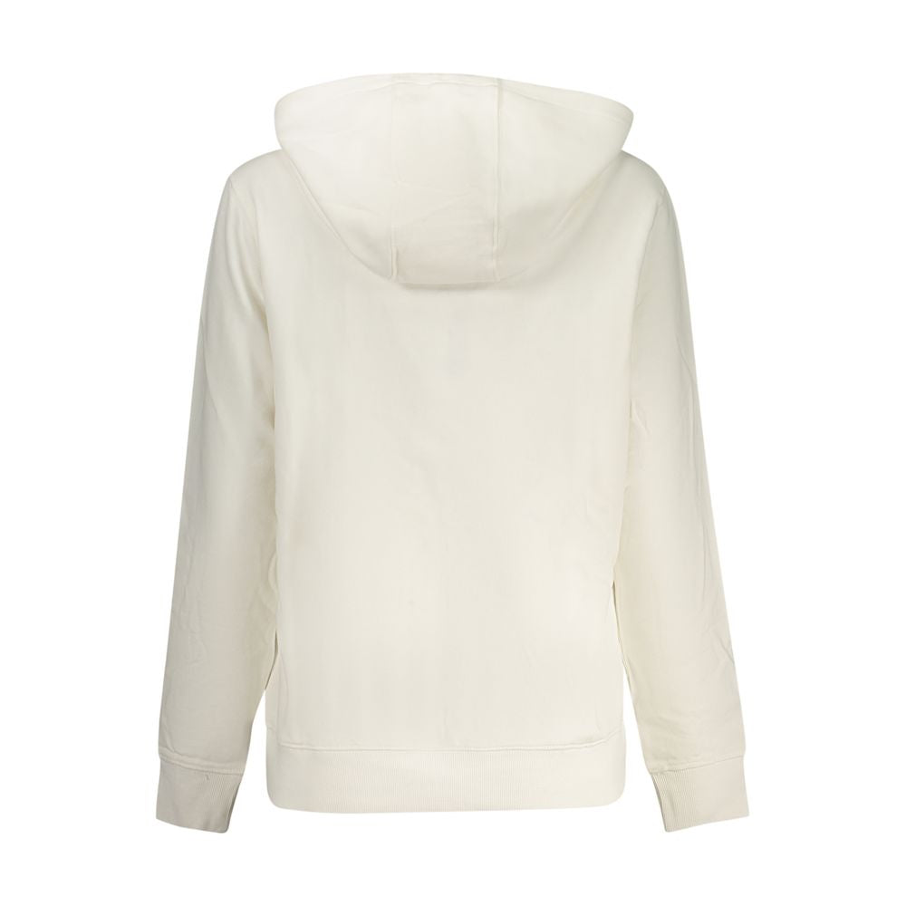 Sweat-shirt blanc en coton pour femmes de la marque Tommy Hilfiger, décontracté et confortable, porté sur un mannequin.