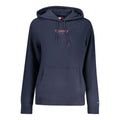 Sweat à capuche en coton bleu pour femmes de Tommy Hilfiger, vue de face avec logo sur la poitrine.