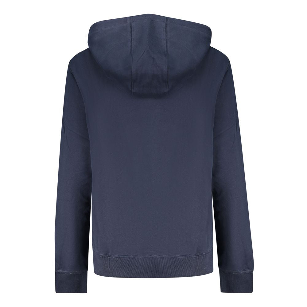 Sweat à capuche bleu pour femme en coton de la marque Tommy Hilfiger, vue de face avec logo visible sur la poitrine.