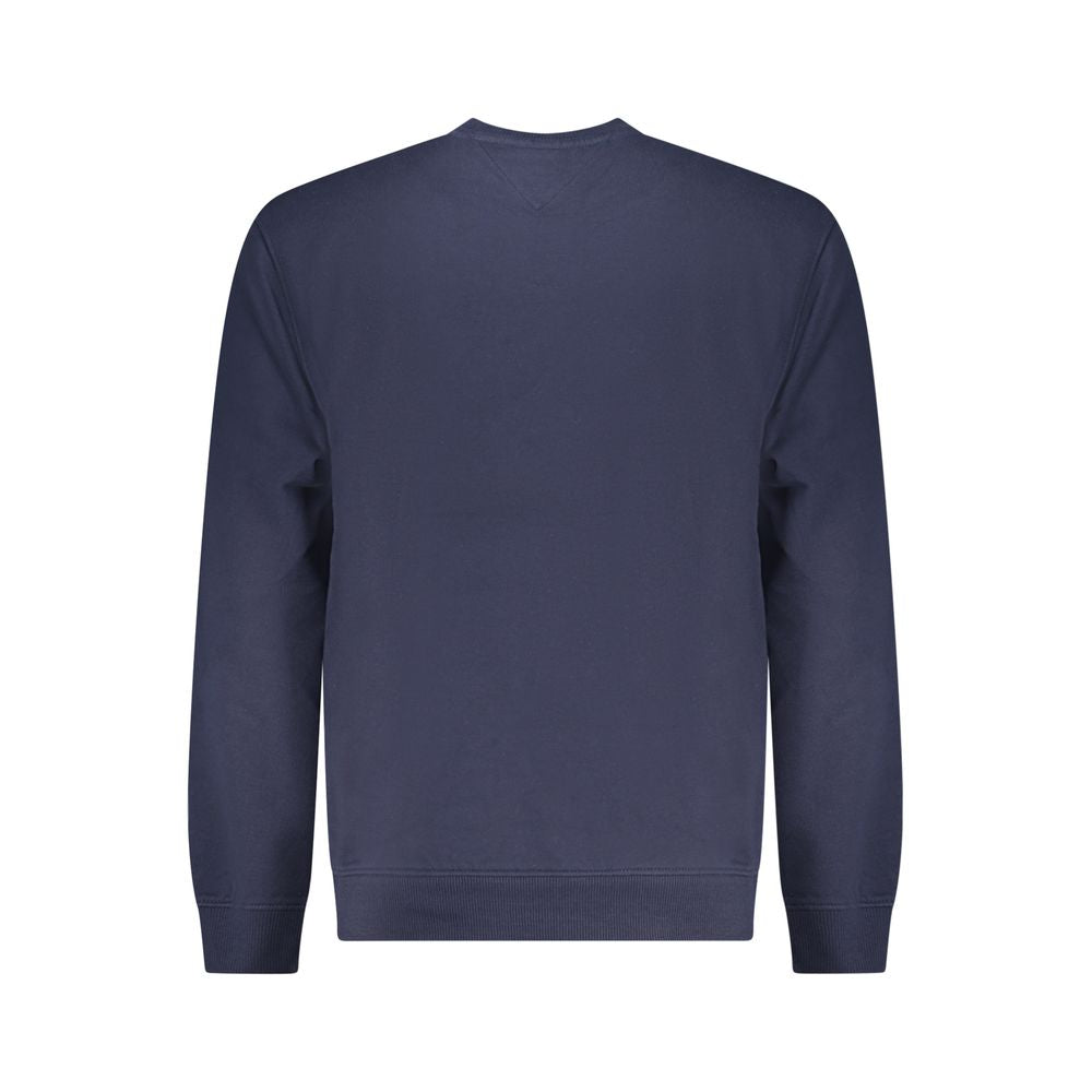 Sweatshirt homme en coton bleu Tommy Hilfiger, coupe classique avec logo discret sur la poitrine.