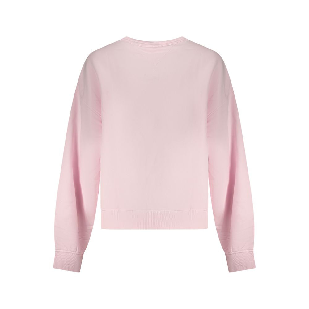 Sweat-shirt rose en coton pour femmes de Tommy Hilfiger, élégant et décontracté, avec logo sur la poitrine.