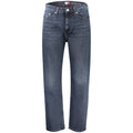 Jeans homme en coton Tommy Hilfiger bleu, coupe classique, avec ceinture et poches visibles.