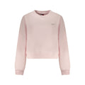 Sweatshirt pour femme Tommy Hilfiger en coton rose avec logo coloré, manches longues et coupe décontractée.