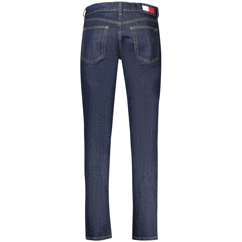 Jeans slim tapered en coton bleu pour homme de la marque Tommy Hilfiger, visible avec une coupe ajustée et une finition classique.