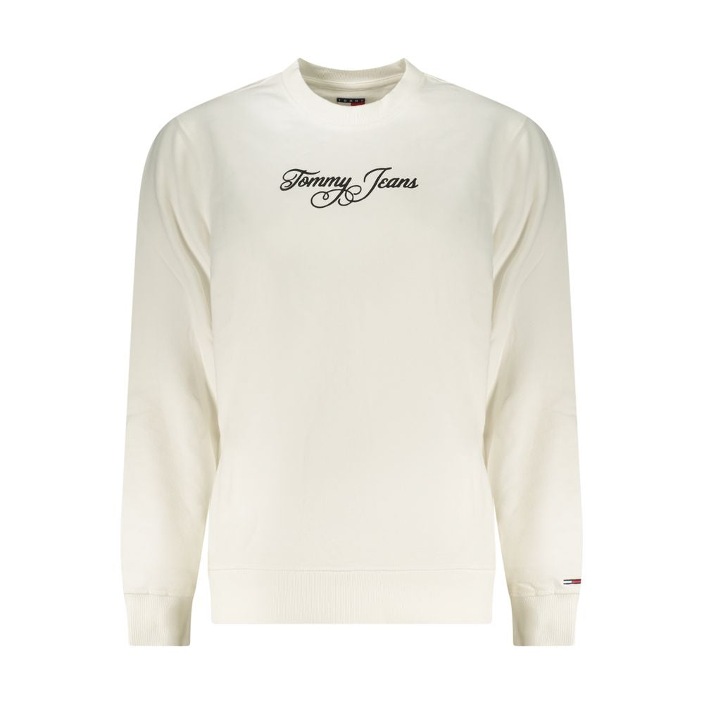 Sweat-shirt en coton blanc pour femmes de la marque Tommy Hilfiger, coupe décontractée et logo sur la poitrine.