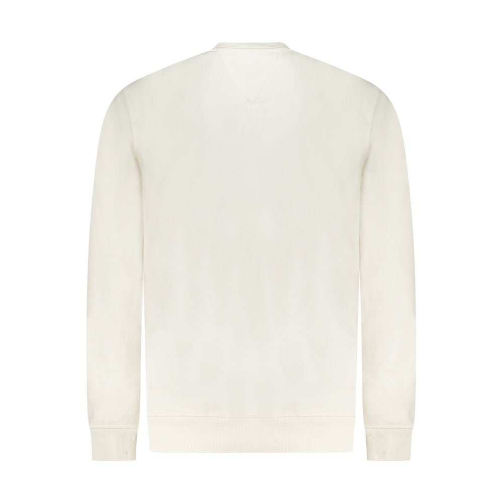 Sweatshirt blanche pour femmes en coton de marque Tommy Hilfiger, style décontracté et confortable, vue de face.