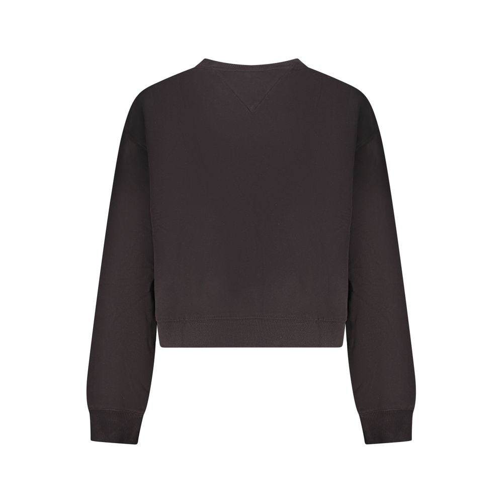 Sweat-shirt en coton noir pour femmes de Tommy Hilfiger, coupe décontractée et logo emblématique sur la poitrine.