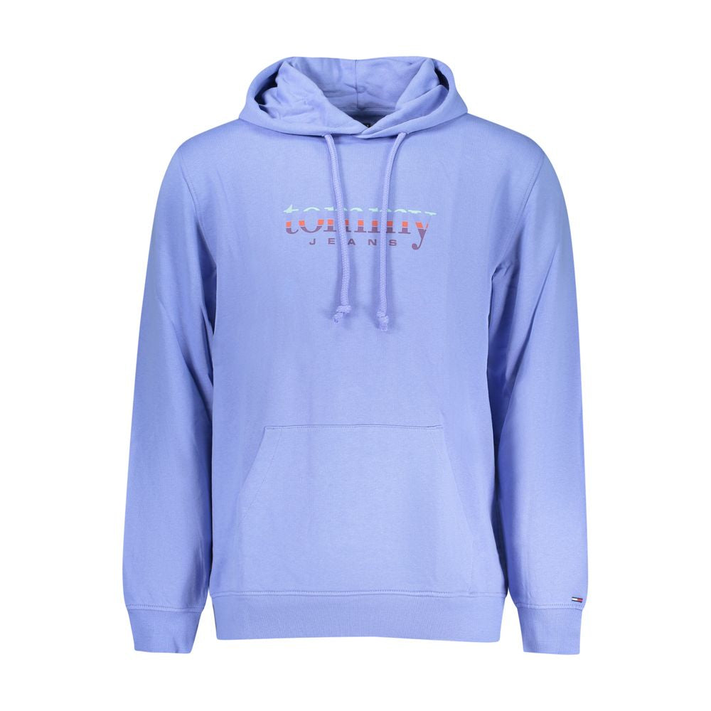 Sweat-shirt homme Tommy Hilfiger en coton azur, avec logo sur la poitrine, manches longues et col rond.