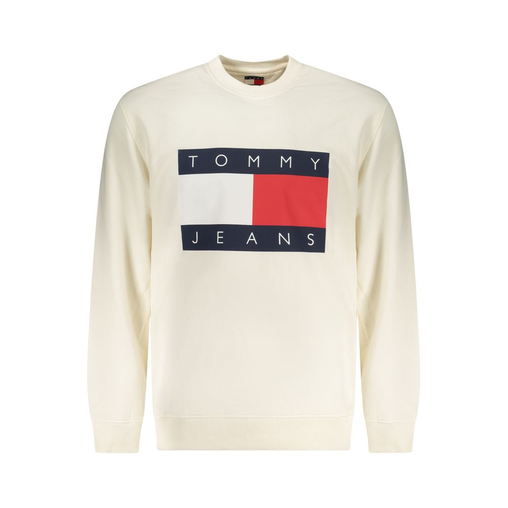 Sweatshirt blanc en coton pour homme de la marque Tommy Hilfiger, avec logo discret sur la poitrine.
