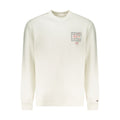 Sweatshirt blanc en coton pour homme de la marque Tommy Hilfiger, avec logo sur la poitrine, porté dans un style décontracté.