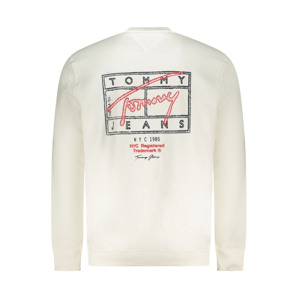 Sweat-shirt blanc en coton pour homme de la marque Tommy Hilfiger, vue de face avec col rond et logo discret.