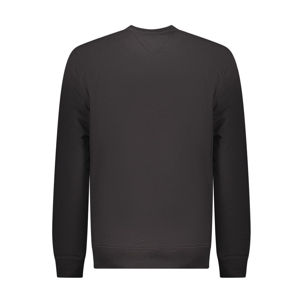 Sweat-shirt homme Tommy Hilfiger en coton noir, avec logo sur la poitrine, manches longues et coupe classique.