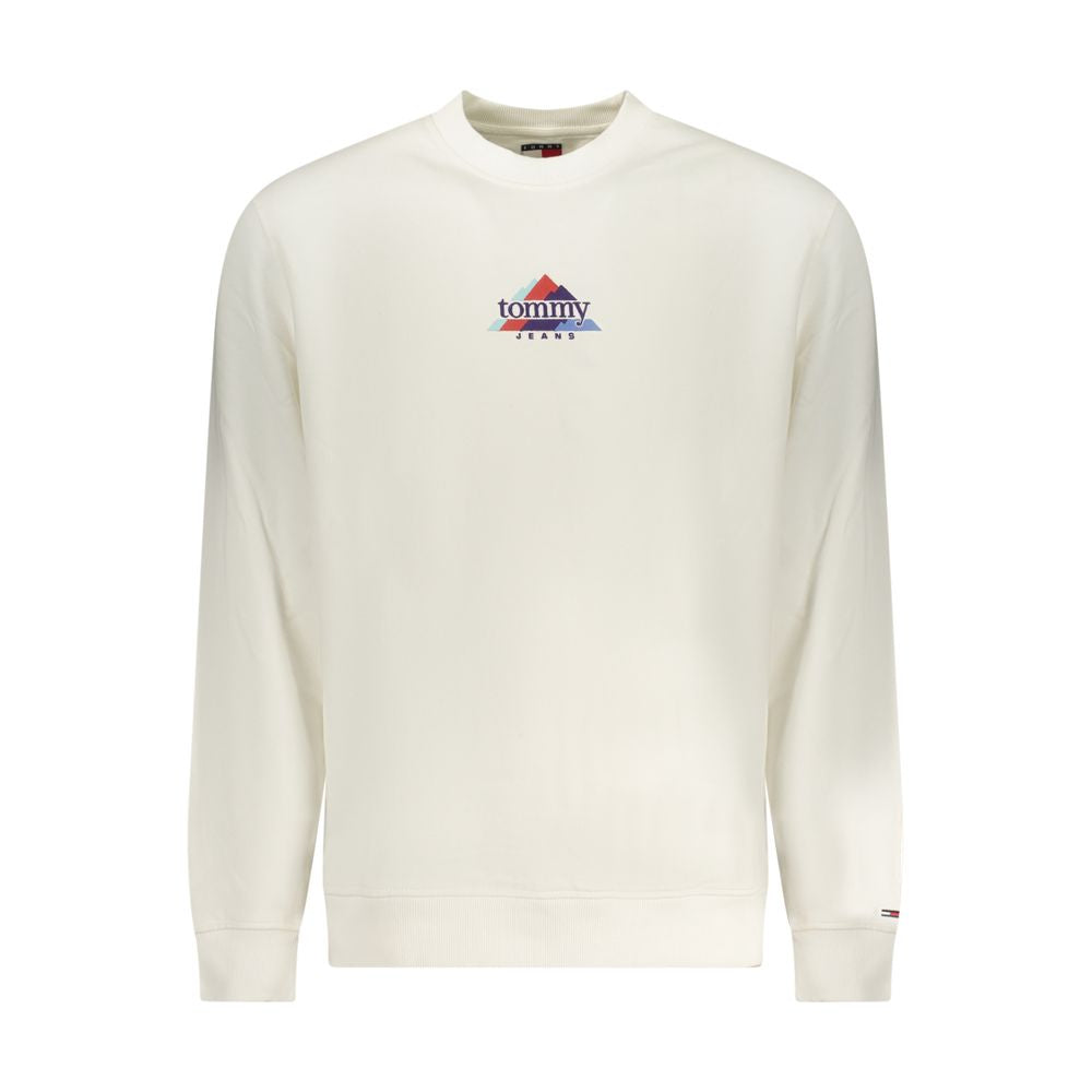 Sweat-shirt blanc en coton pour homme de la marque Tommy Hilfiger, vue de face sur fond neutre.