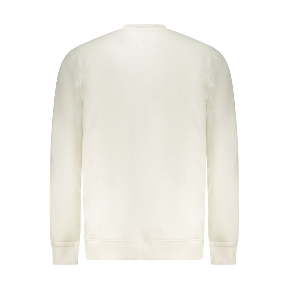 Sweatshirt blanc en coton pour homme de la marque Tommy Hilfiger, avec logo discret sur la poitrine.