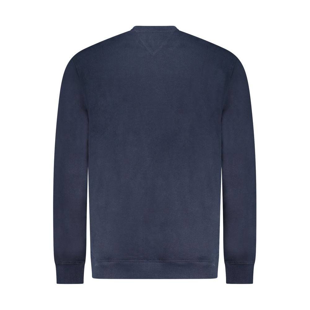 Sweat-shirt homme en coton bleu Tommy Hilfiger, décontracté avec logo sur la poitrine, manches longues et col rond.
