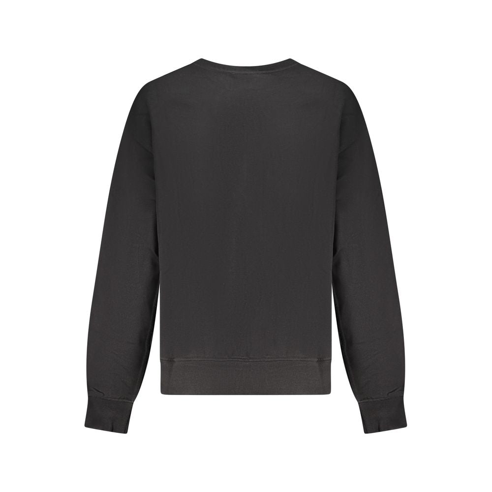 Sweat-shirt pour femmes en coton noir de la marque Calvin Klein, coupe décontractée et logo discret visible.