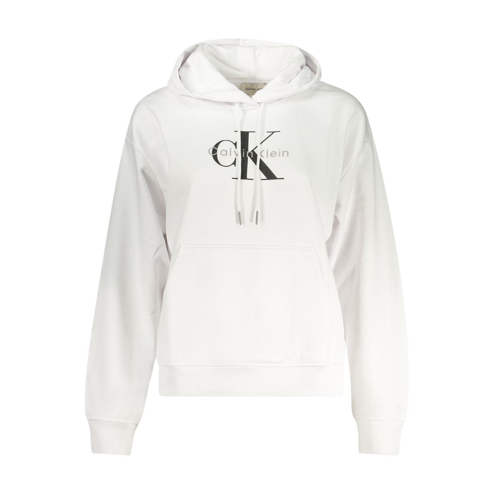 Sweat-shirt blanc en coton pour femmes de la marque Calvin Klein, doux et confortable, avec logo subtil sur la poitrine.