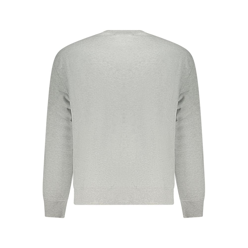 Sweatshirt gris en coton pour homme de Calvin Klein, coupe décontractée, avec logo discret sur la poitrine.