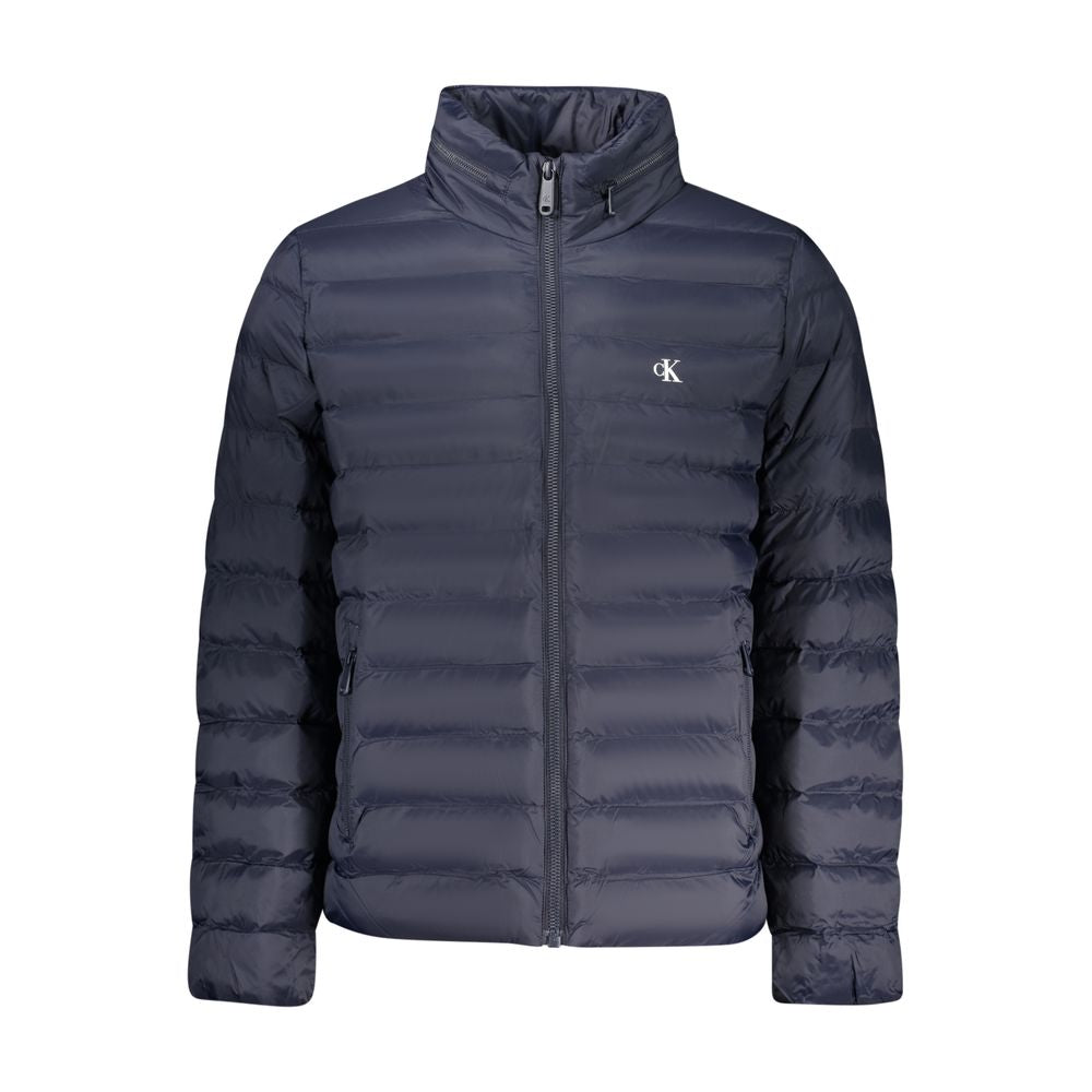 Veste pour homme Calvin Klein Blu Poliammide, style moderne, fermeture éclair et col montant, vue de face.
