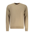 Pull en coton marron pour homme de la marque Hugo Boss, avec un col rond et une coupe élégante.