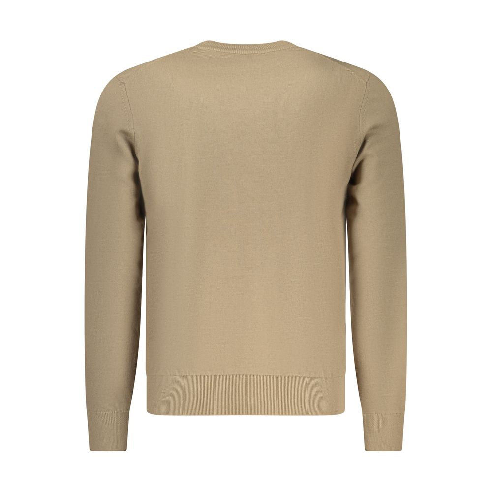 Pull homme marron en coton de la marque Hugo Boss, douceur et style élégant, vue de face.