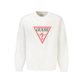 Pull-over blanc en coton pour homme de Guess Jeans, vue de face avec col rond et manches longues.