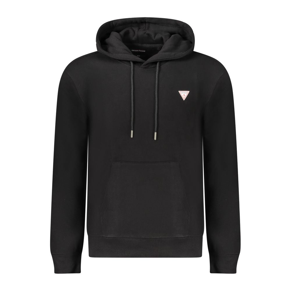 Sweat à capuche noir pour homme Guess Jeans en coton, coupe slim, vêtement décontracté et confortable.